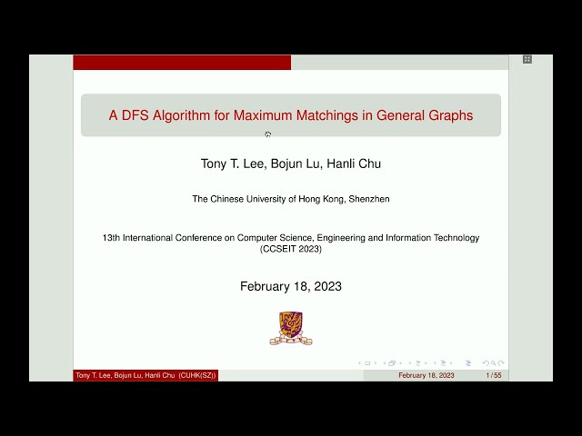 A DFS Algorithm for Maximum Matchings in General Graphs