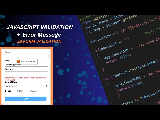 JAVASCRIPT (JS) Form VALIDATION + Error Message javascript #webdevelopment  #fullstackdevelopment