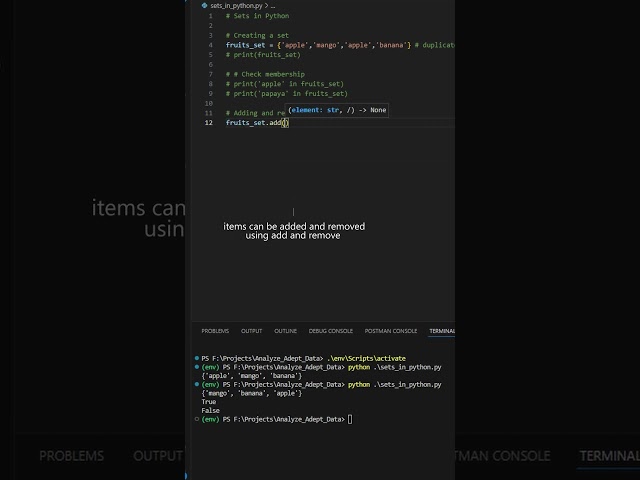 Python is all you need -  Sets (no duplicates allowed)