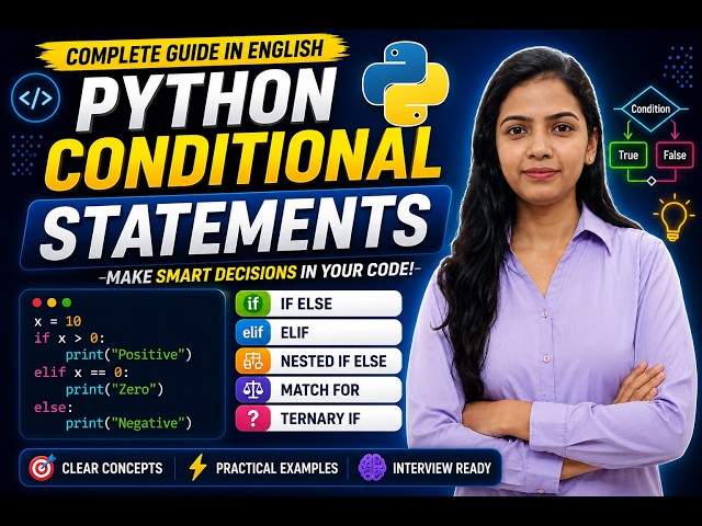 Master Python Conditional Statements | If Else, Elif, Nested If Else & Ternary If | English
