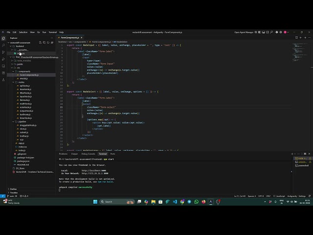 Vectorshift Front End Engineer Assessment ReactJS and Python FastAPI