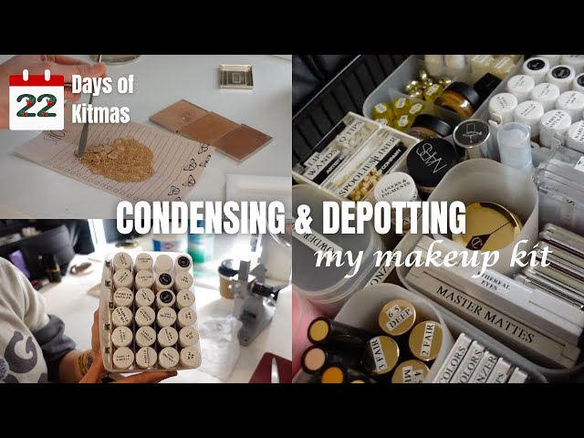 KITMAS DAY 22: CONDENSING + DEPOTTING MY MAKEUP KIT | how I store & organize my kit