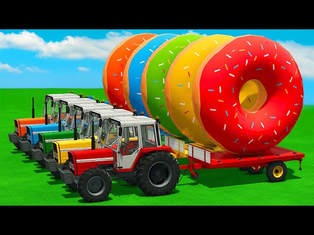 LOAD AND TRANSPORT GIANT DONUTS WITH LANDINI TRACTORS - Farming Simulator 25