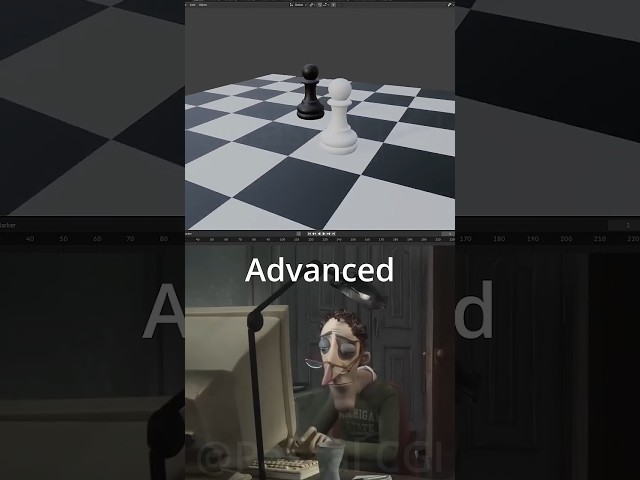 Blender Noob vs Pro Modeling a Pawn #blendertutorial #blenderforbegginer #blender #3d #tutorial