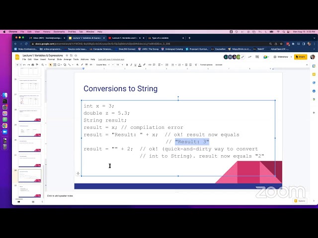 Lecture 1: Variables and Expressions