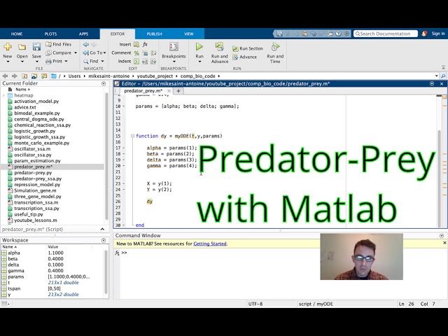 Matlab Code for Predator-Prey Model