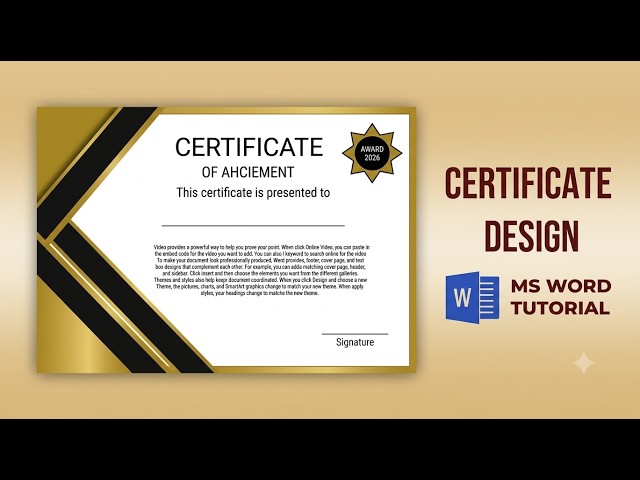 Professional Certificate Design in MS Word | Step-by-Step Tutorial | MS Word Certificate Design