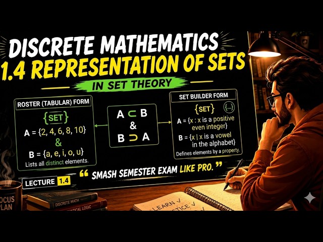Discrete Mathematics 1.4 Representation of sets | Roster form , set builder form |CSe | Btech