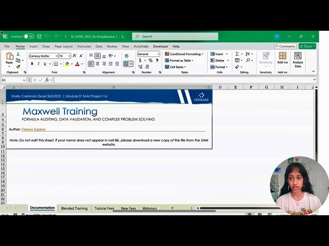SAM Project 1a Excel Module 09 Formula Auditing, Data Validation | Fareya Suzana