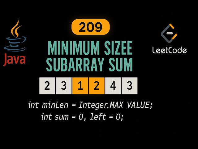 LeetCode 209: Minimum Size Subarray Sum | Java Solution | Sliding Window