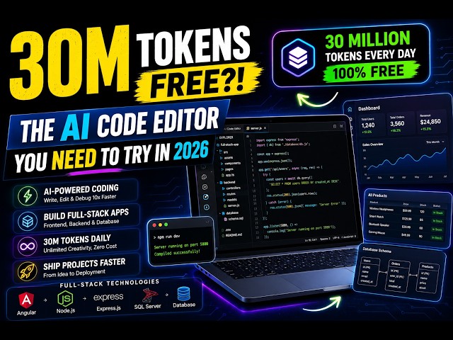 I Built a FULL STACK App with 30 MILLION FREE Tokens Daily - This AI Code Editor is INSANE