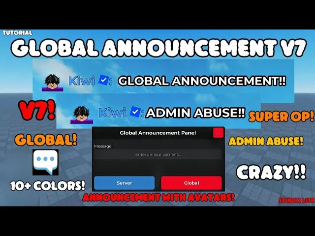 Global Announcement Panel V7😈|| Studio Lite Tutorial #roblox 