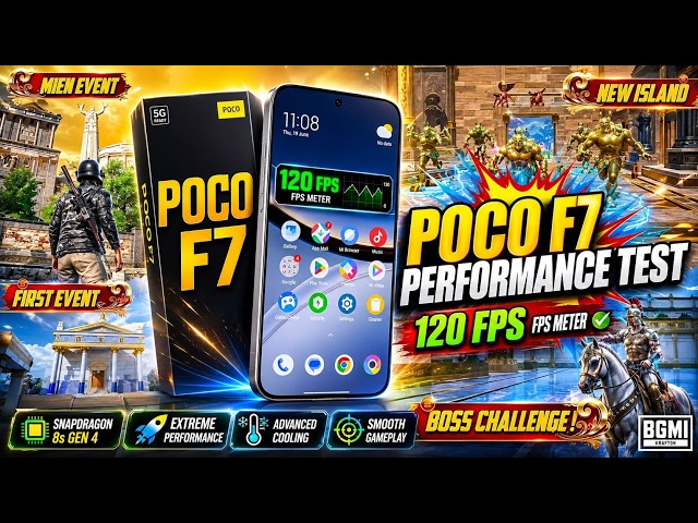 🔥 POCO F7 BGMI 120 FPS LIVE TEST 😱 | FPS Meter ON | Lunaris OS | Snapdragon 8s Gen 4
