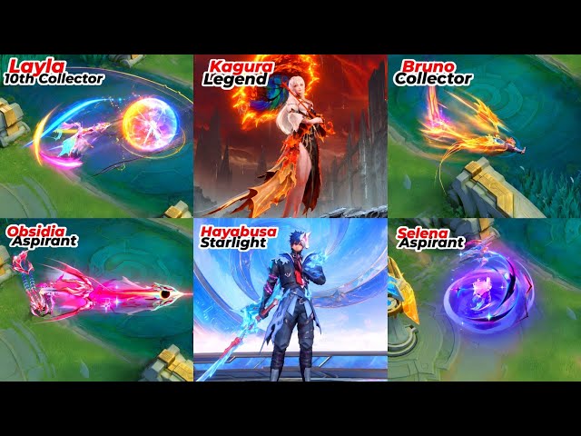 NEW 16 UPCOMING SKINS - KAGURA LEGEND, OBSIDIA ASPIRANT, LAYLA 10TH COLLECTOR, BRUNO COLLECTOR