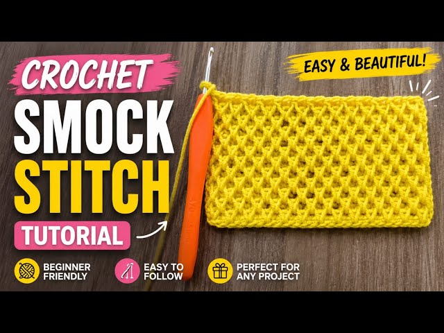 Beautiful Crochet Smock  Stitch/Honeycomb Stitch Tutorial  🧶🧵#Soni'sCraftyCorner #crochetsmockstitch
