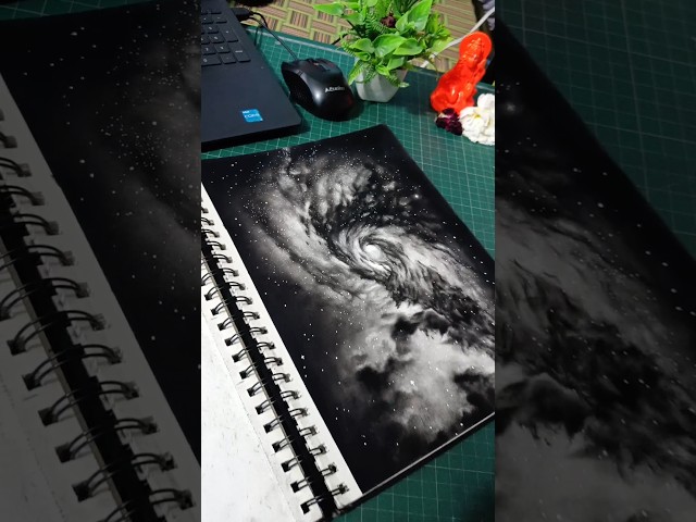 "Lost In The Galaxy"✨Day:27/30 Charcoal Series #art #sketch #charcoal #galaxy #space #shorts #100k