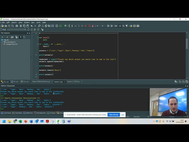 AQA Computer Science - Lesson 7 - Python - 3.10 - Remove from Array (DEL / Remove)