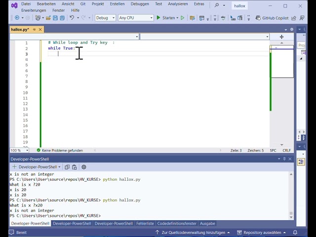 while loop with Try and Except and Else keys in Python