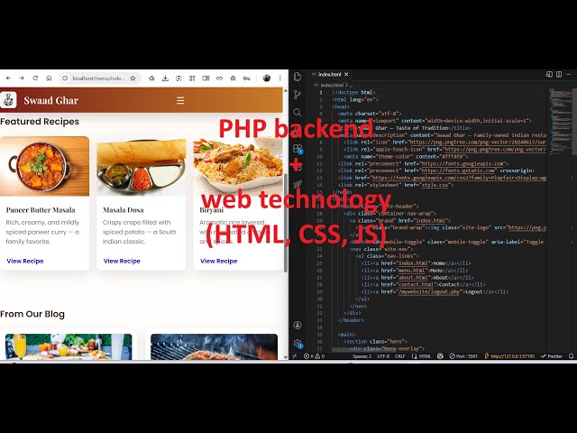 🍳🍽️Cooking Recipe Menu Website | PHP Backend with XAMPP | Web Project Overview