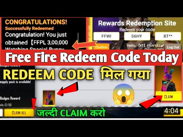 FREE FIRE REDEEM CODE TODAY | FF REDEEM CODE TODAY | FF LIVE