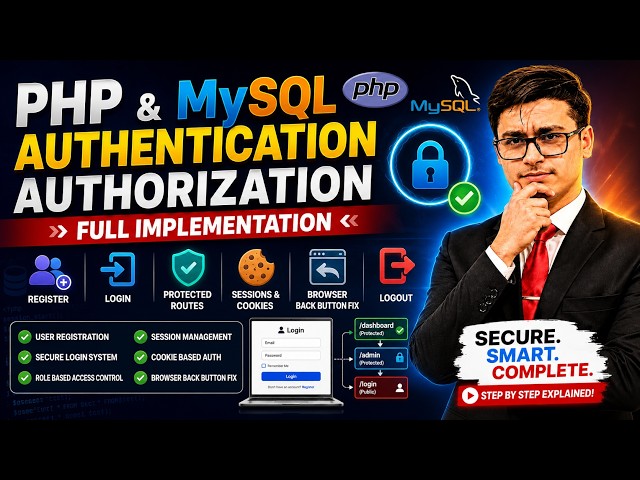 PHP MySQL Authentication & Authorization | Login, Sessions, Cookies & Protected Routes