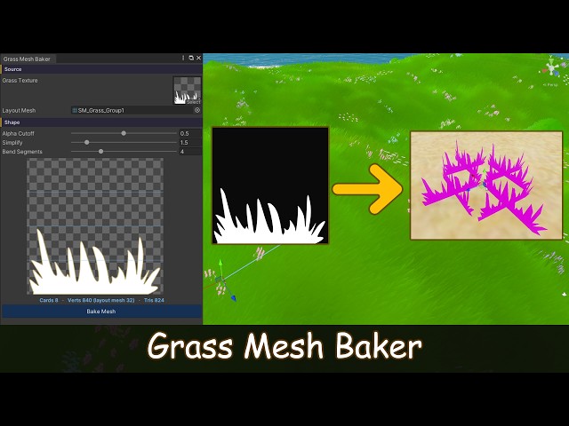 Unity Grass Tools — Grass Mesh Baker | ZLZ Env Shader (URP)