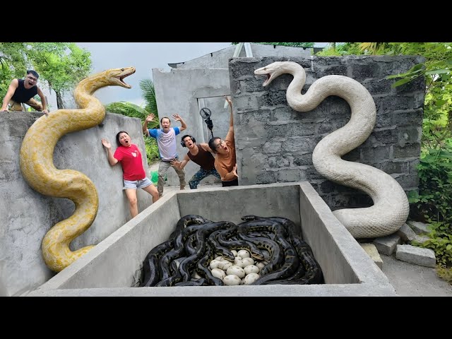 Brave soldiers used high-tech snake detectors to locate the giant python's nest.