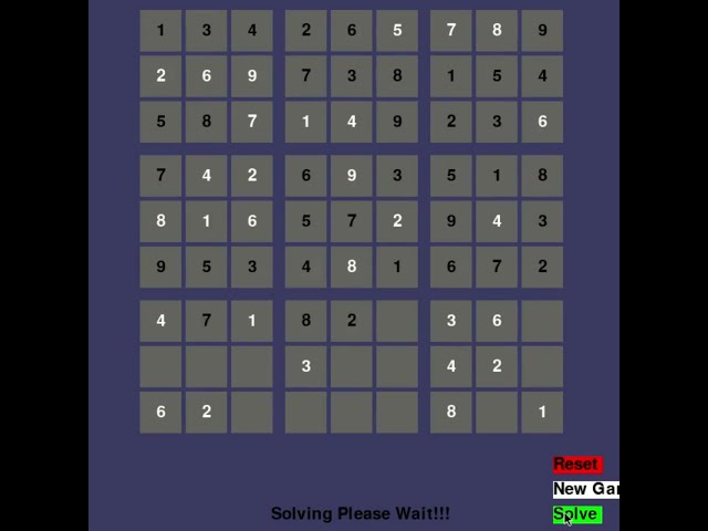 Sudoku GUI Game with Random Sudoku Generator and Sudoku Solver using Python and Data Structure Stack