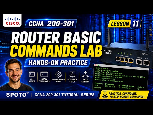 CCNA 200-301 Tutorial #11 - Router Basic Configuration Lab | Cisco IOS Commands & CLI Practice
