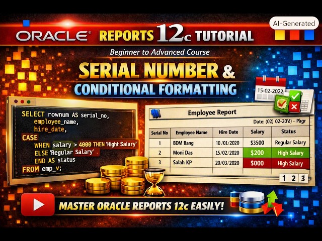3. Oracle Reports 12c | Serial Number, Date Format Mask & Conditional Formatting