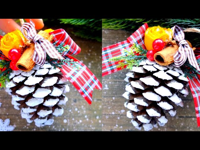 Pinecone Christmas Tree Decoration - Snow Covered Rustic Pinecones - Pinecone Christmas Ornaments