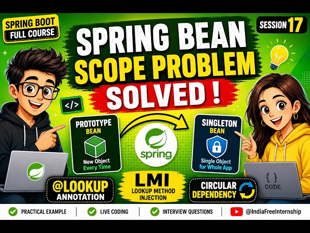 17. Spring Bean Scope Lookup Method Injection (LMI) & Circular Dependency | Spring Boot Full Course