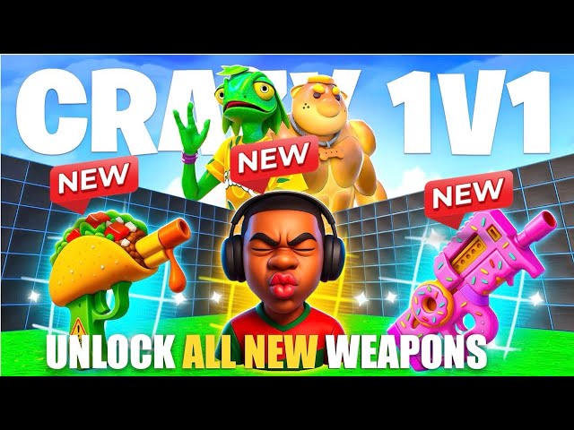 CRAZY 1V1 FFA ALL GUNS & RIDES MAP FORTNITE CREATIVE - UNLOCK ALL SECRETS LOCATIONS PART 36