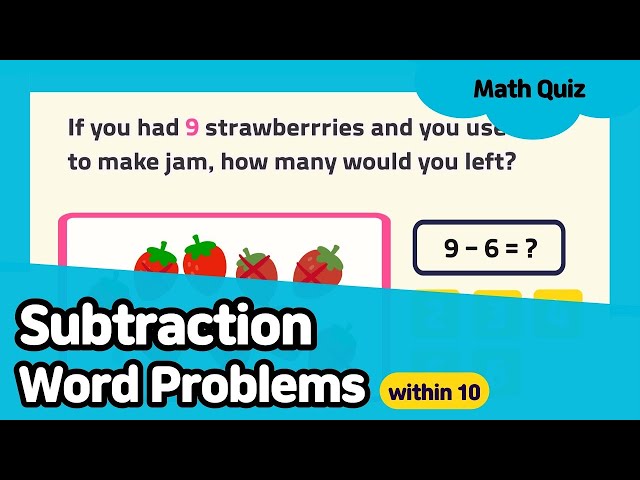 Subtraction Word Problems within 10 | Math quiz for kids