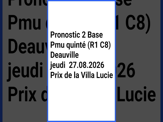 Galop Royale Pronostic Quinté Pmu De (Réunion 1 Course 8) jeudi  27.08.2026