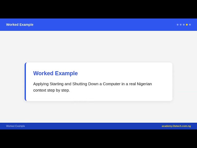 JSS 1 Computer Studies - Starting and Shutting Down a Computer | Nigerian Curriculum