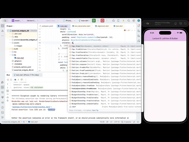 Flutter Lecture 08: Essentials Widgets Batch 48
