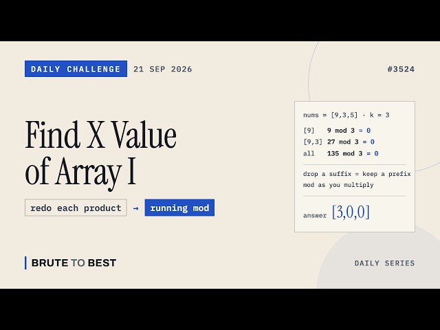 LeetCode Daily #3524: 21 Sep 2026 | Find X Value of Array I Explained