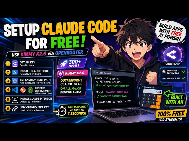 🔥 Run Claude Code FREE! No Claude API Needed | OpenRouter + Kimi K2.6 Setup Guide (2026)