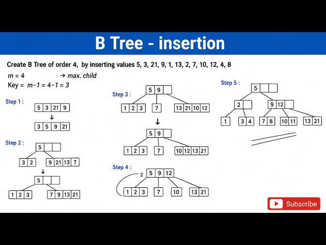 B tree (Insertion) Order 4 |Data structures & Algorithms |  All Universities