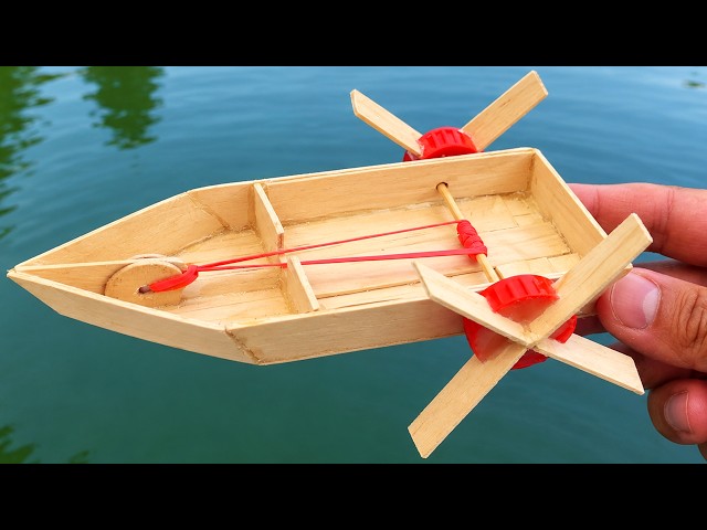How to Make an Elastic Band Paddle Boat | DIY Wooden Boat