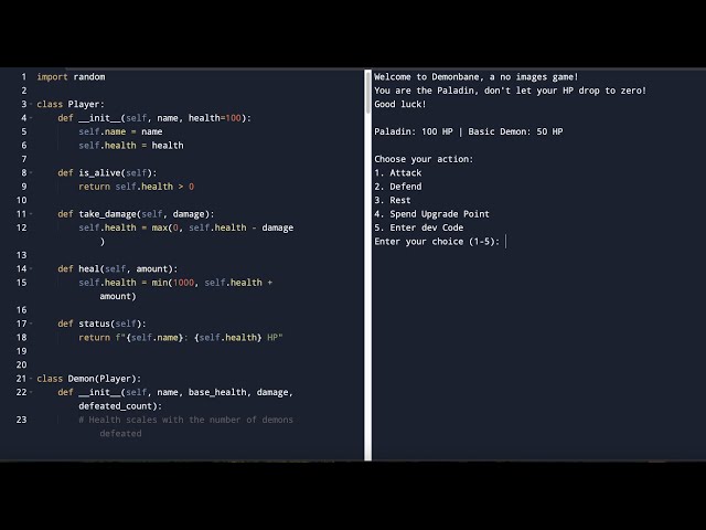 Showcase of my New python game, Demonbane!