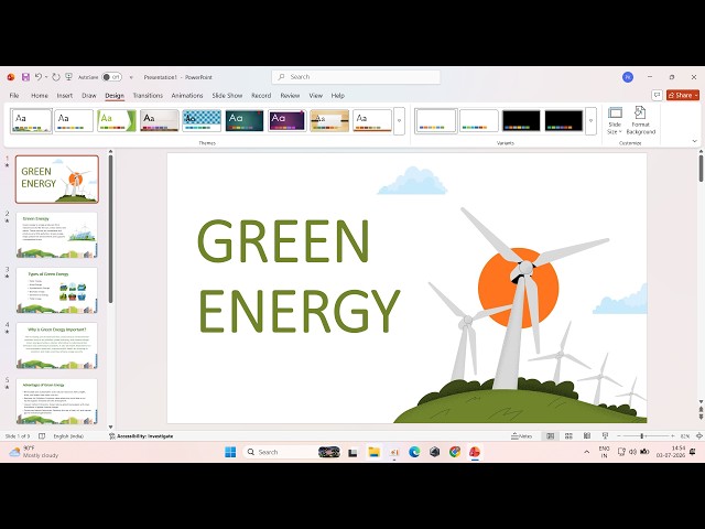 How to Make a PowerPoint Presentation on Green Energy🔋| PPT Tutorial with Free Template |