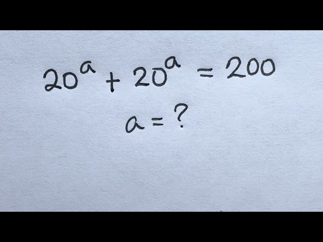 Solve for a in this nice exponential equation | Math Olympiad Mathematics