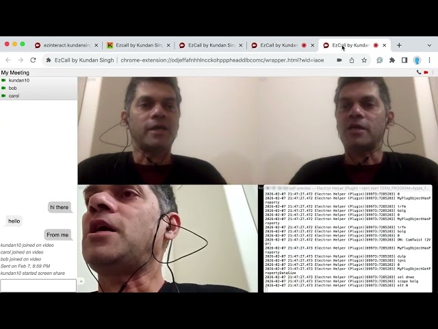 EzCall: Lightweight Call Signaling and Peer-to-Peer Control of WebRTC Video Conferencing
