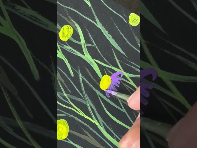 Simple & Relaxing Flower Painting 💜 | Gouache Art for Beginners #menorahcreatif #art #gouache