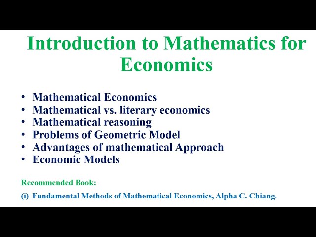 Introduction to Mathematics for Economics