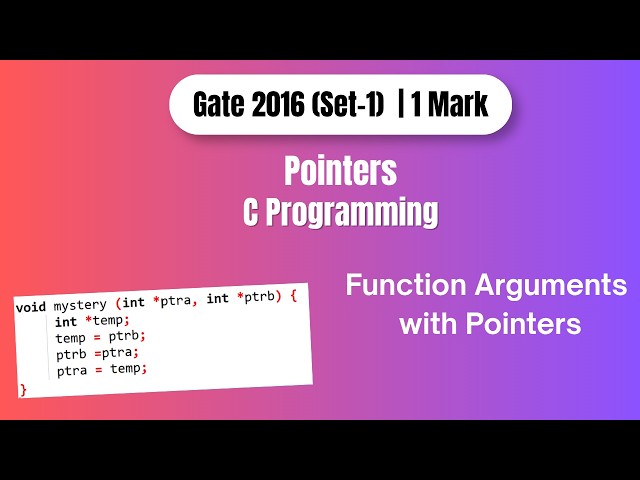 GATE 2016 C Programming PYQ | Pointer Parameter Passing | Pointer Swap | Step by Step Solution