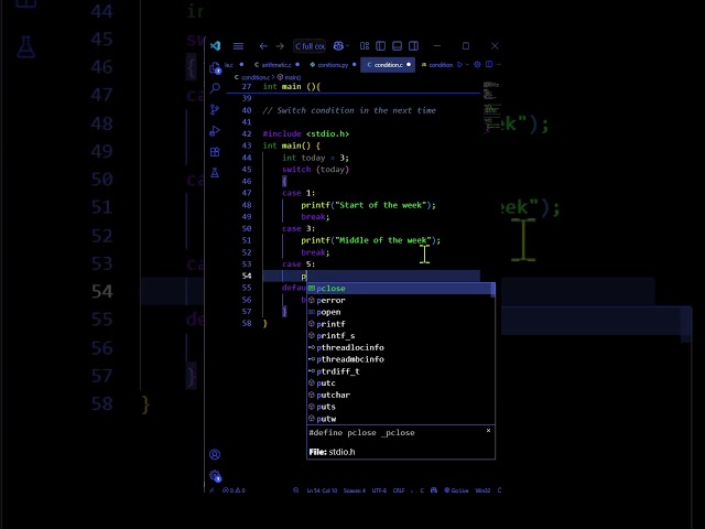 switch statement in C #python #coding #freepalestine #bleach #cplusplus #csharp #cprogramming