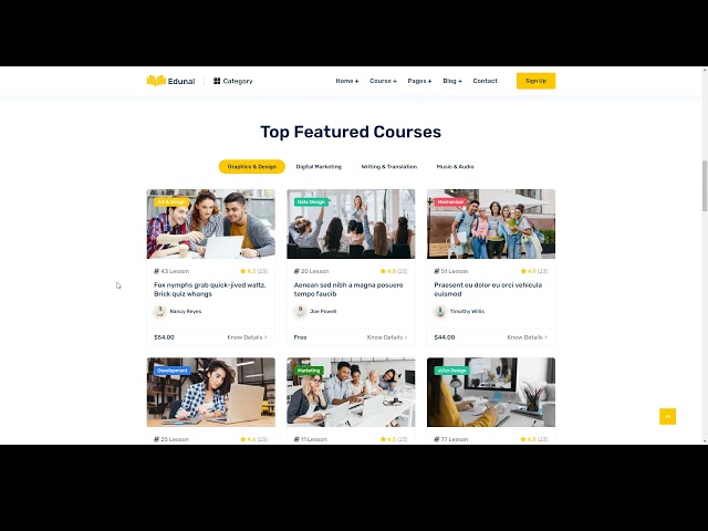 Edunal - LMS and Online Courses Html Template Training center learning management system
